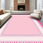 Pink Decorative Bordered Pastel Rug