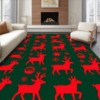 Red Reindeer Charm Festive Repeating Rug
