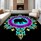 Vibrant Teal Purple Tapir Mandala Rug