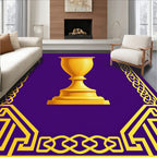 Golden Chalice Purple Geometric Borders Rug