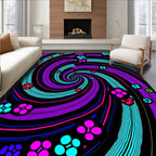 Vibrant Purple Swirl Floral Ripple Rug