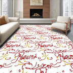 Red Gold Calligraphic Flourish Rug