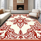 Ornate Red Bloom Square Rug