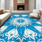 Radial Blue Petal Symmetry Rug