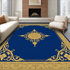 Ornate Gold Floral Border Medallion Rug