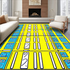 Bold Yellow Geometric Grid Rug
