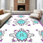 Turquoise Pink Floral Medallion Arrangement Rug