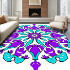 Radiant Purple Blue Starburst Mandala Rug