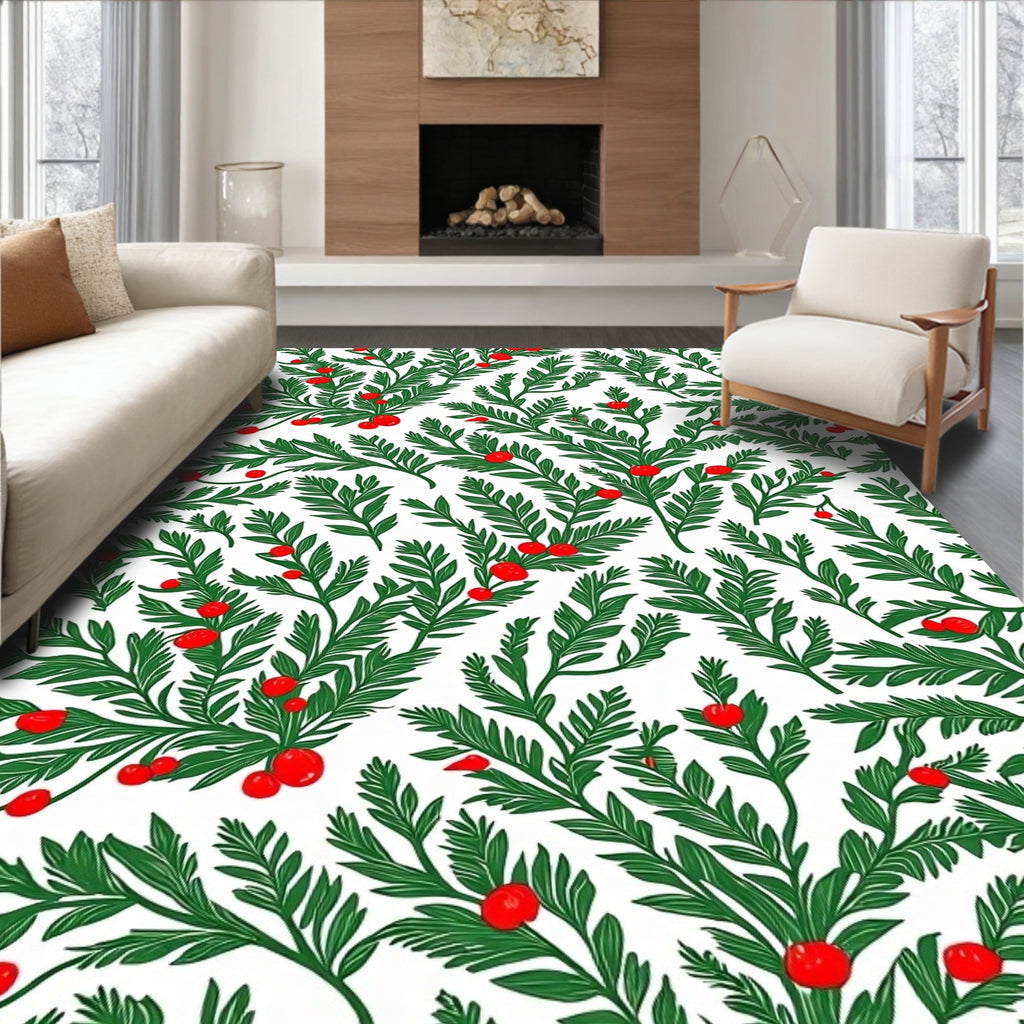 Green Leaf Berry Garland Rug