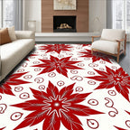 Vibrant Red Starburst Floral Rug