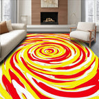 Vibrant Red Yellow Swirl Abstract Rug