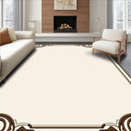 Elegant Brown Ornamental Scroll Border Rug