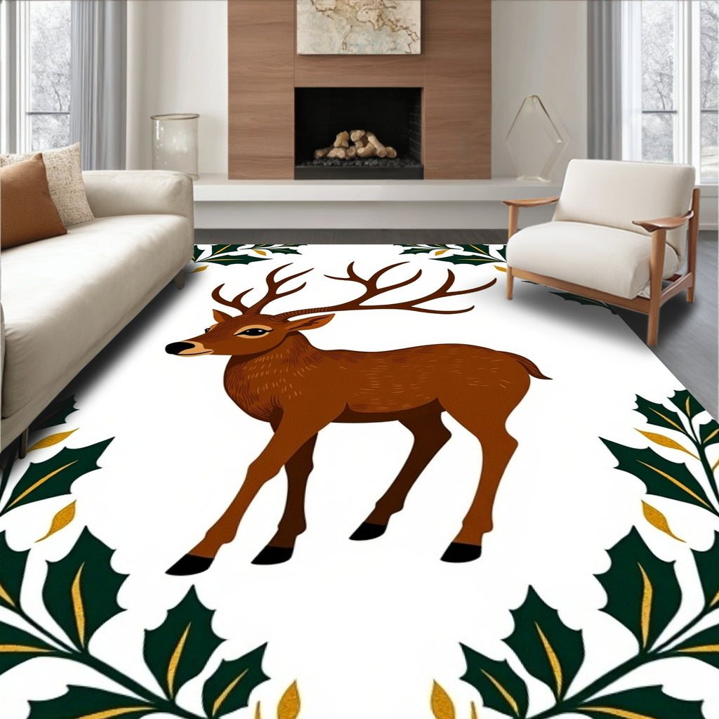 Majestic Brown Stag Holly Border Rug