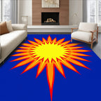 Explosive Yellow Orange Starburst Rug
