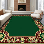 Emerald Green Bordered Floral Medallion Rug
