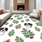 Whimsical Dog Green Berry sprig Rug