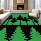 Black Pine Forest Silhouette Green Rug