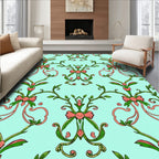 Floral Bow Branches Aqua Rug