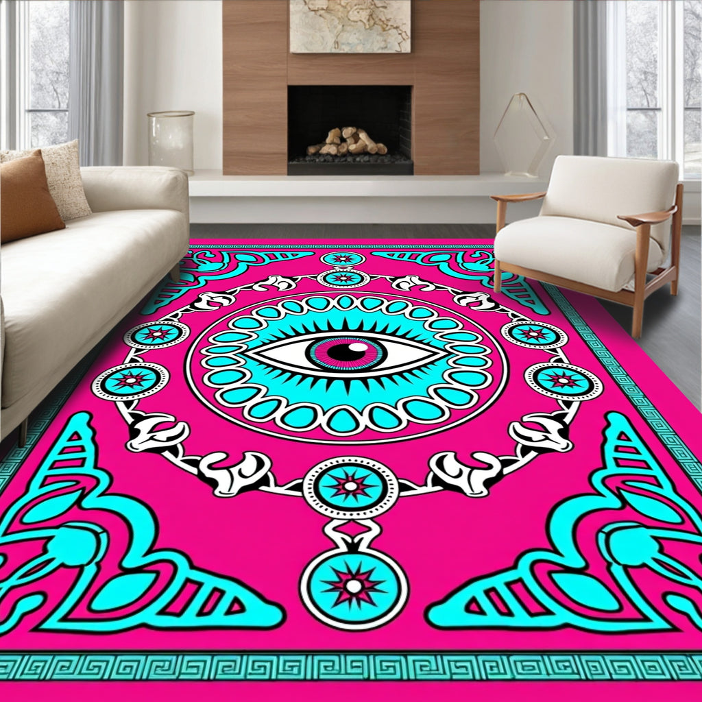 Hot Pink Eye Medallion Rug