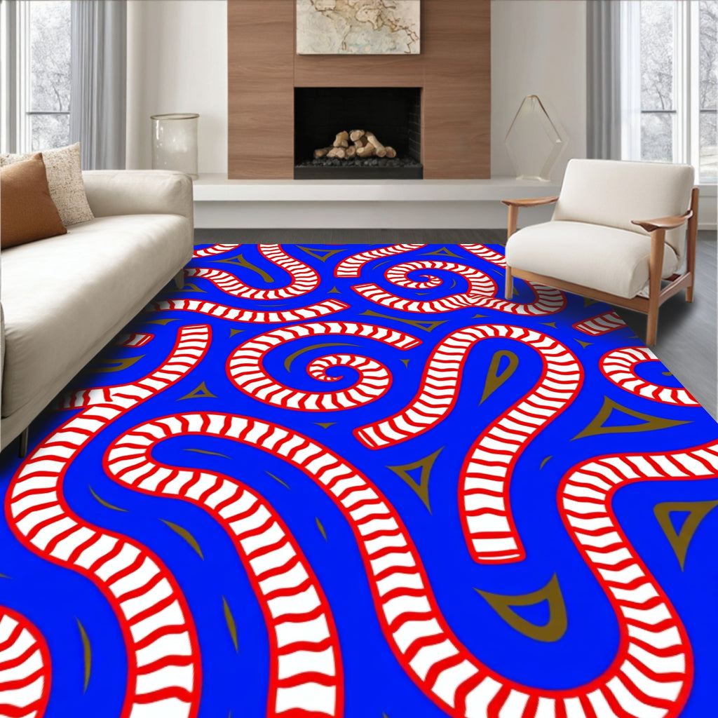 Bold Blue Candy Cane Swirl Rug