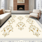 Ornate Golden Damask Scrollwork Rug