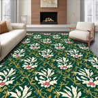 Emerald Green Floral Garden Medallion Rug