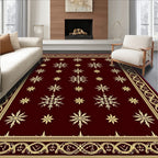 Deep Red Snowflakes Border Rug