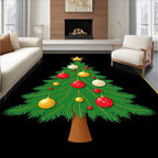 Jolly Evergreen Christmas Tree Ornaments Rug