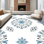 Pale Blue Snowflake Medallion Collection Rug