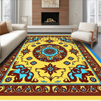 Golden Yellow Floral Medallion Rug