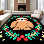 Cute Sloth Wreath Christmas Stars Rug