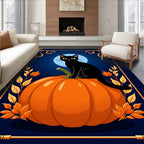 Black Cat Pumpkin Autumn Border Rug