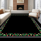 Festive Green Berry Star Border Rug