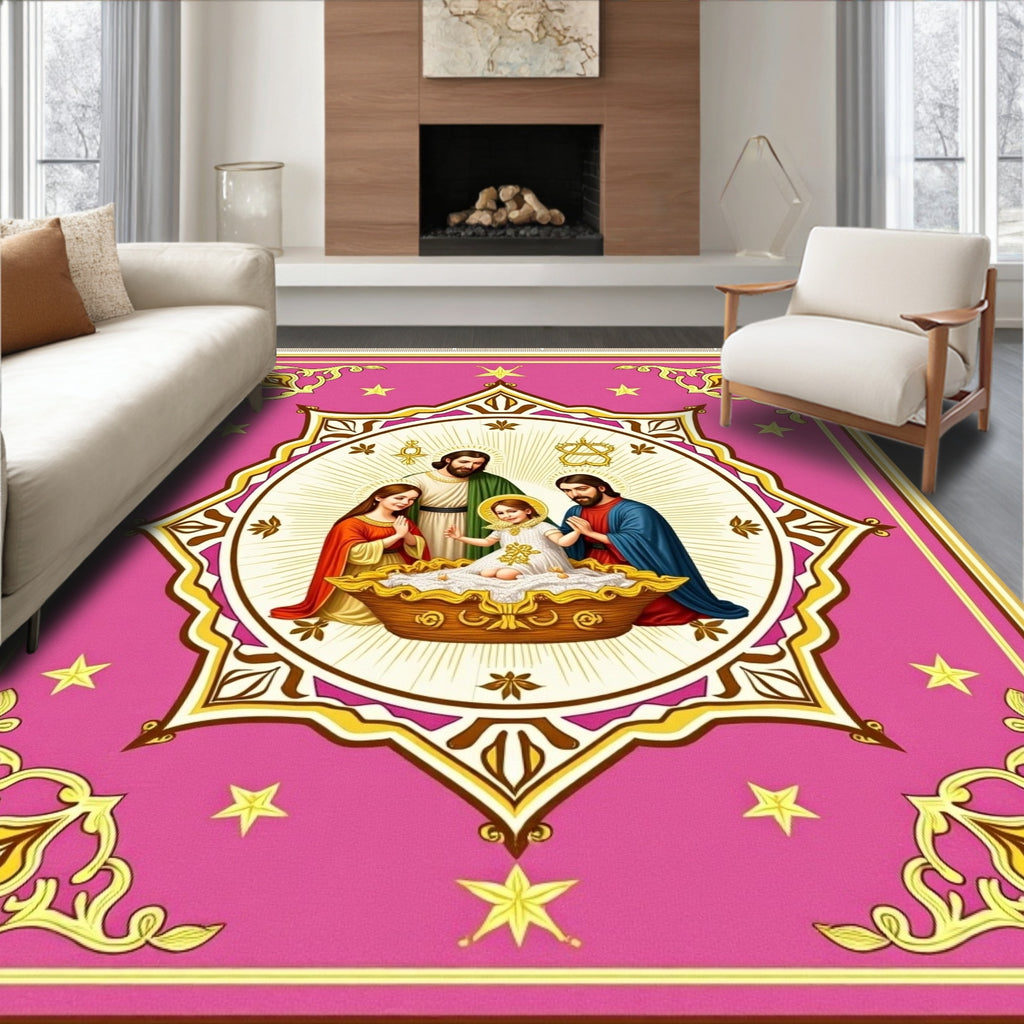 Sacred Family Pink Geometric Starburst Rug