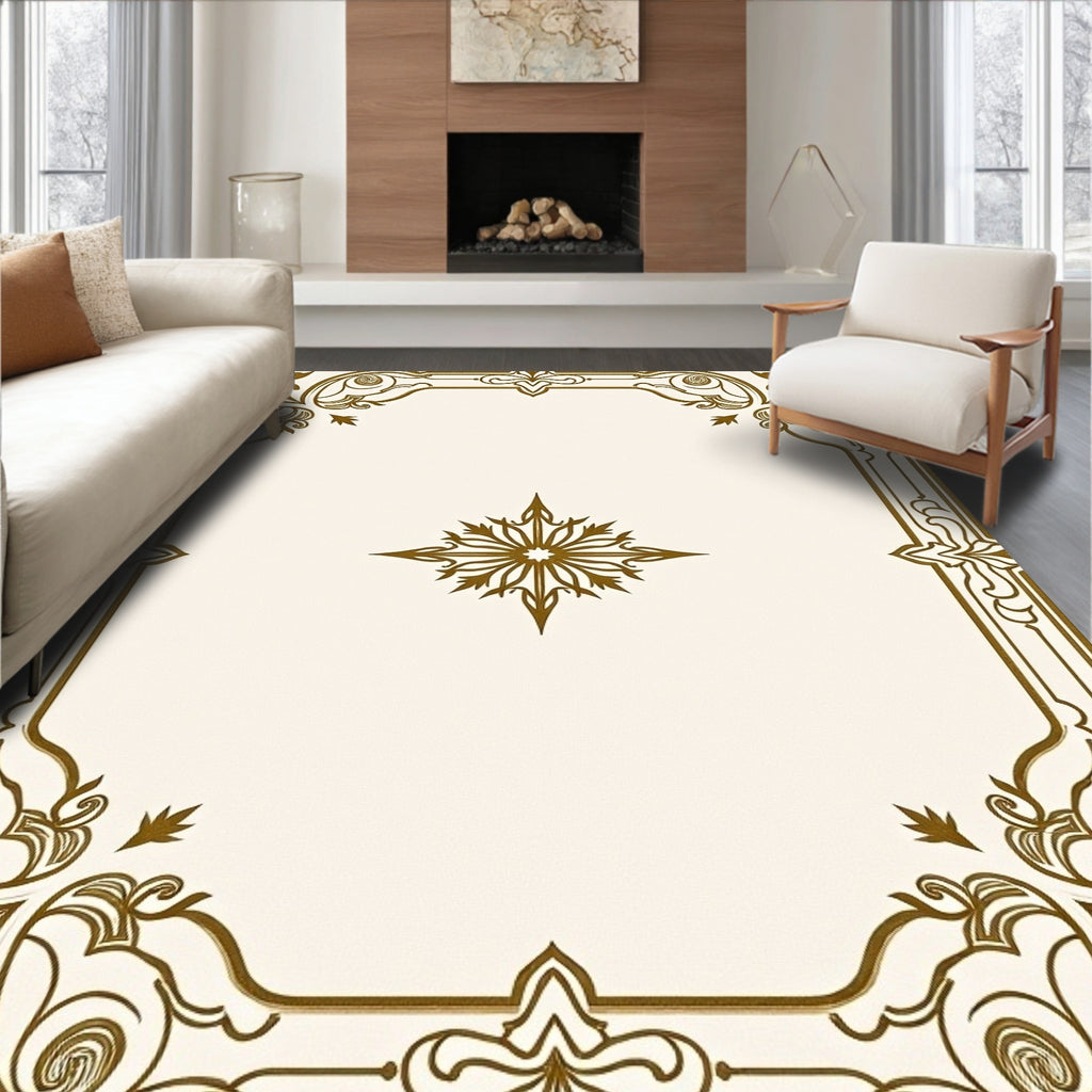 Ornate Gold Border Starburst Rug