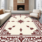 Burgundy Floral Scroll Medallion Rug