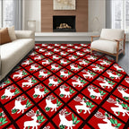 Red Diamond White Reindeer Holly Rug