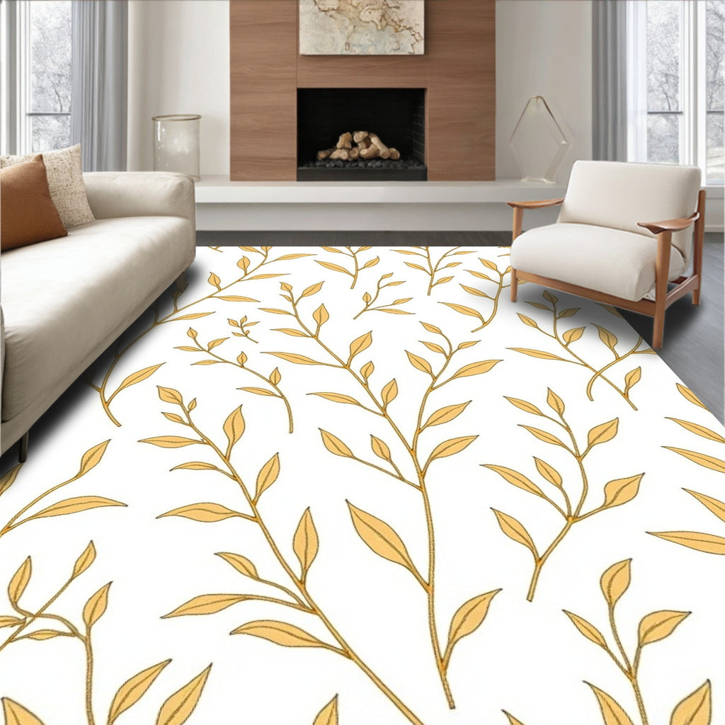 Golden Leaf Branch Whimsy Rug