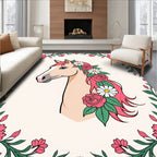 Pink Floral Horse Meadow Portrait Rug