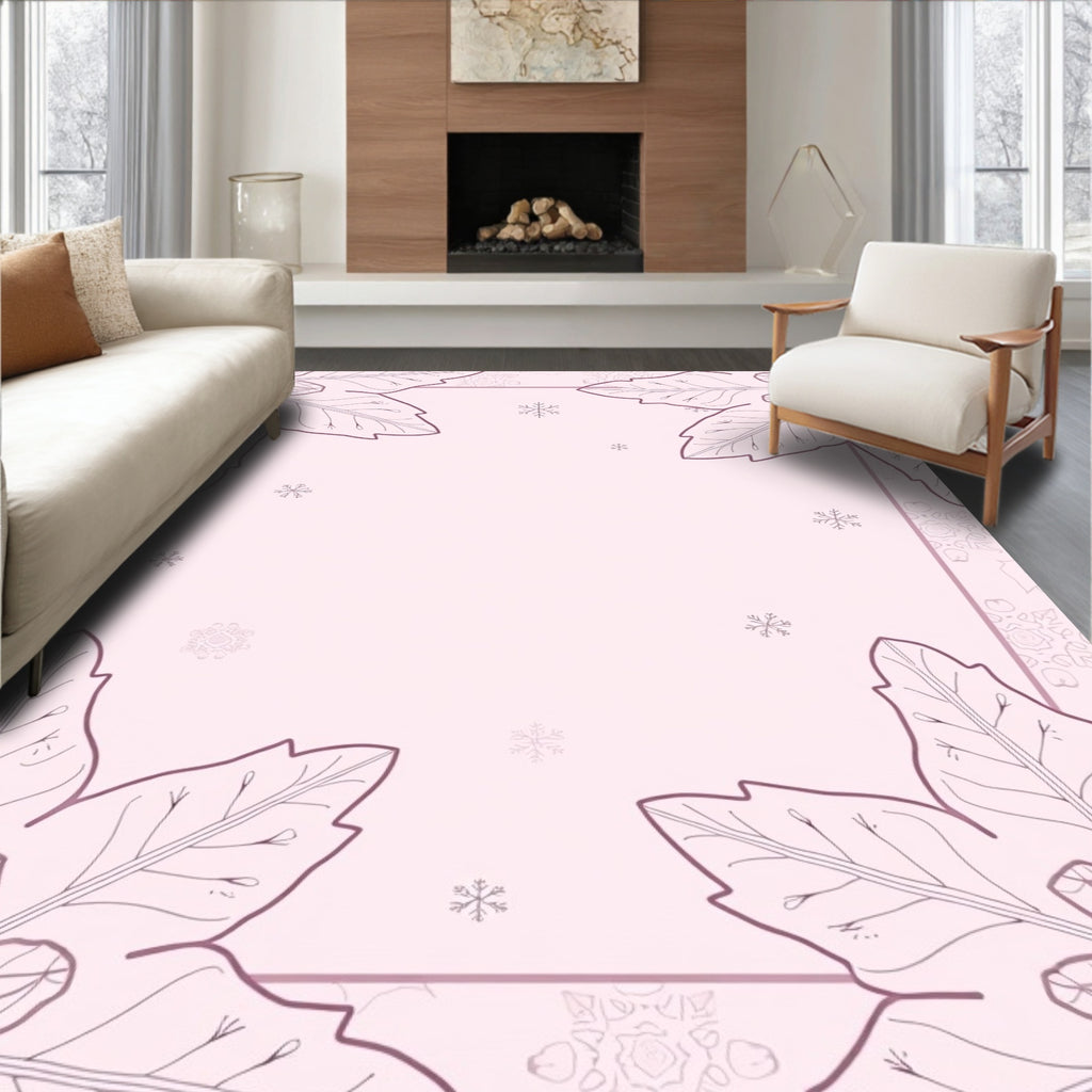 Soft Pink Floral Snowflake Meadow Rug