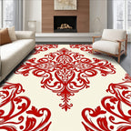 Crimson Baroque Flourish Scroll Rug