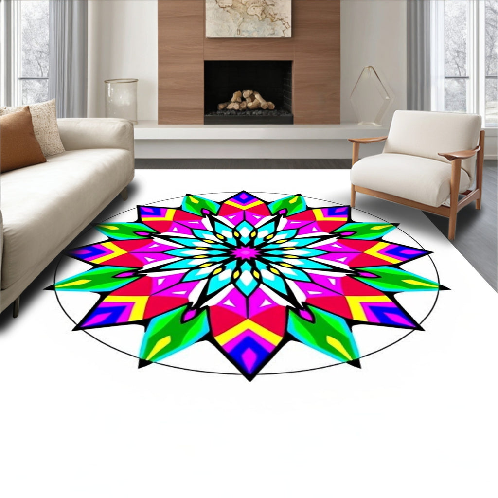 Vivid Rainbow Geometric Radiance Rug