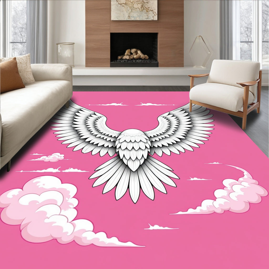 White Eagle Clouds Pink Sky Rug