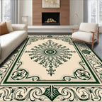 Forest Green Blooming Sunburst Frame Rug