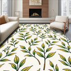 Green Yellow Leafy Branches Repeating Rug