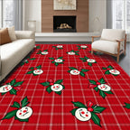 Jolly Snowman Christmas Holly Plaid Rug