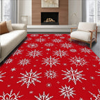 Vibrant Red Snowflake Collage Rug