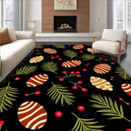 Festive Brown Stripe Egg Berry Garland Rug