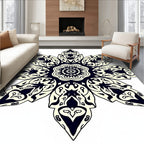 Intricate Navy Floral Starburst Rug