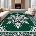 Forest Green Petal Snowflake Medallion Rug